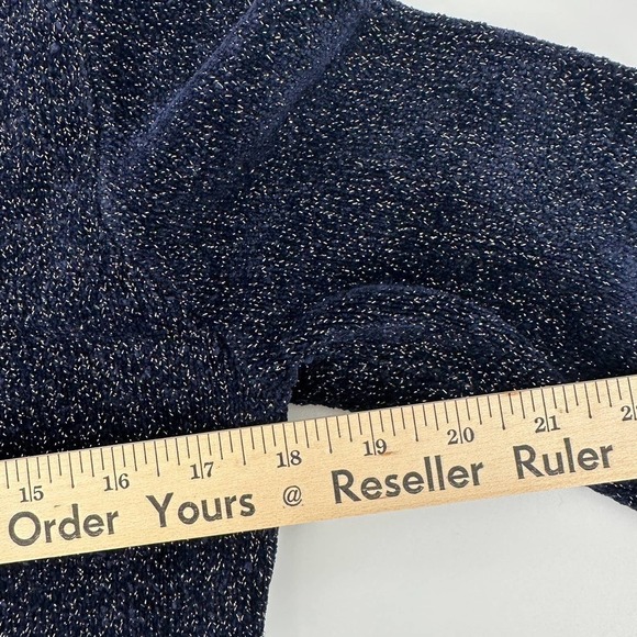 Elie Tahari Womens Heavy Knit Metallic Pullover Sweater Knitted Blue Size M - Picture 10 of 12